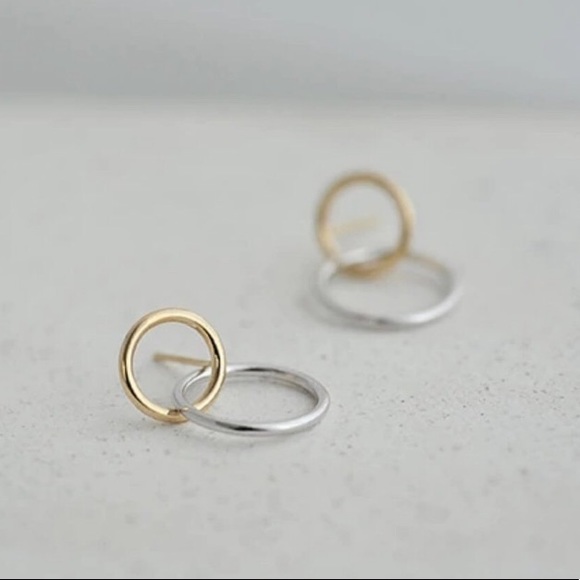 🔘Insta double circle gold / silver earrings - Picture 7 of 9